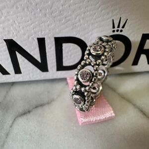Authentic Pandora Her Majesty Ring Stackable Ring, Pink CZ SIZE 6(52)